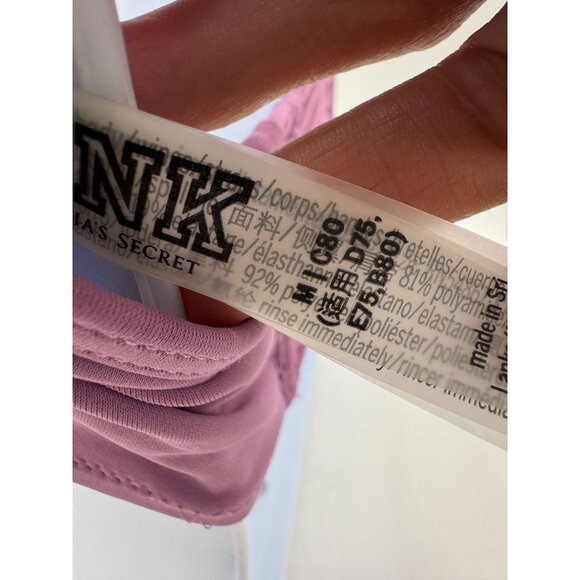 Victoria's Secret Pink Mauve Halter Bikini Top Size M Ruched Sexy Back Beach - Picture 4 of 10